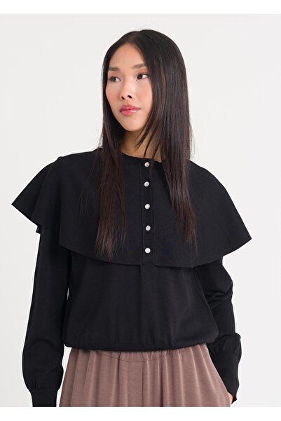 Armağan Yakası Fırfırlı Kazak