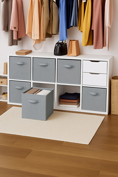 limocca home textile Gray Folding Storage Box 2-Piece Set Organizer, Closet Laundry, Children's Room Toy Organizer