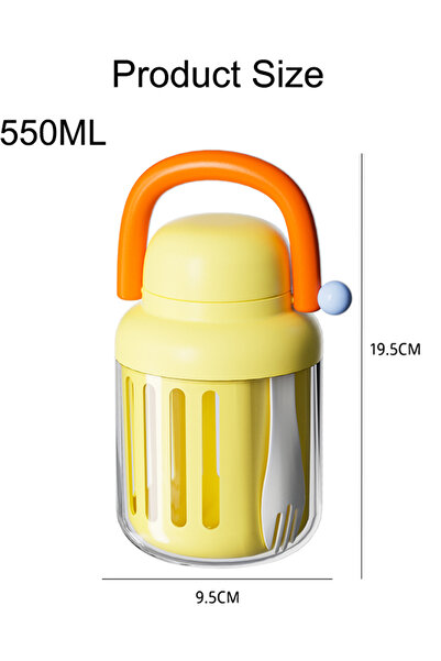 Generic Fruit Salad Storage Cup with Lids and Fork,for Travel,Office,Hiking, Easy-to-Clean (Yellow)