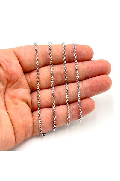 yfhobi 1 Metre- 2.5 mm Doç Model Çelik Zincir, Kolye Zinciri, Takı Zinciri, R...