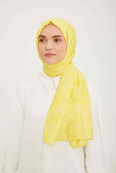 Armine Șal Lina Pură cu Model Geometric Galben Trend IST 15 - 23061