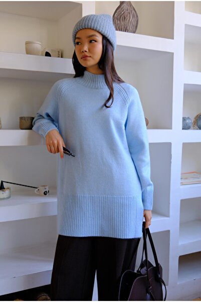 HEQA Turtleneck Basic Sweater Ice Blue