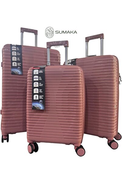 SUMAKA Hard Shell Travel Luggage Set of 3pc - Lightweight and Durable Suitcase Trolley Bag, Silicon