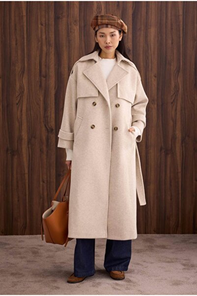 HEQA Windbreaker Long Coat Beige