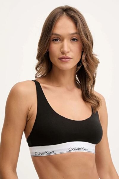 Calvin Klein Γυναικείο λογότυπο μάρκας Μαύρο σουτιέν με λευκό ελαστικό λουράκ...