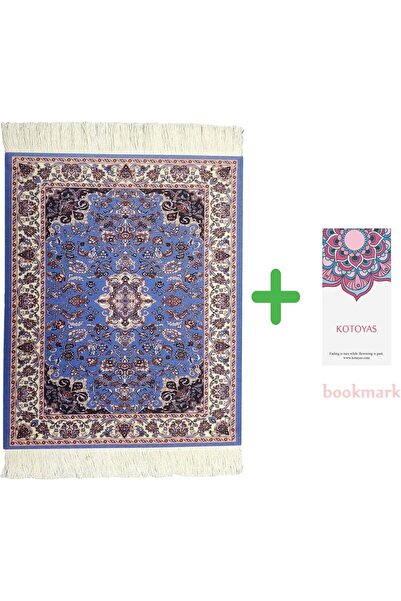 Generic Kotoyas 2-Piece Woven Bohemian Mouse Pad Set, Non-Slip Rubber, Blue