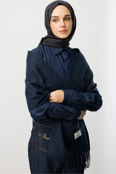 Mooncorn Navy Blue Wool Scarf