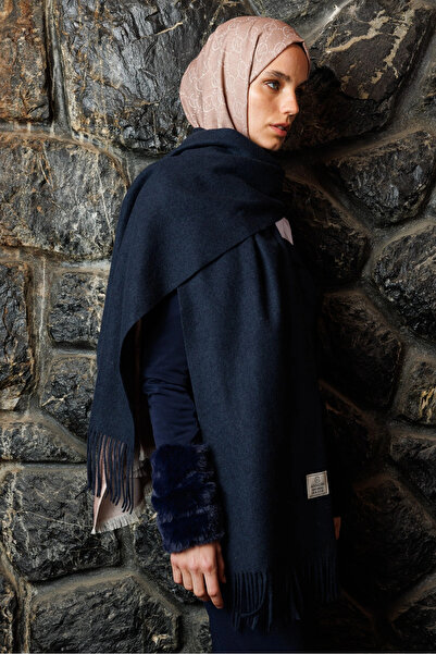 Mooncorn Navy Blue Wool Scarf