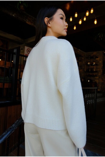 HEQA Alpaca Short Cardigan Ecru