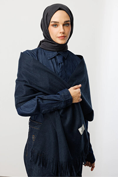 Mooncorn Navy Blue Wool Scarf