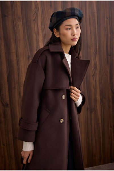 HEQA Windbreaker Long Coat Bitter Brown