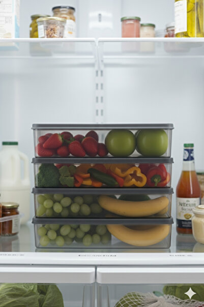 Orvila 4-Piece Transparent Storage Container Set Suitable for Refrigerator Freezer Organizer Set 4X2400 ml