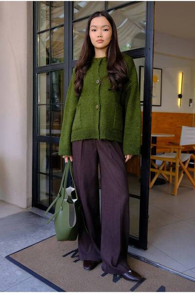 HEQA Alpaca Short Cardigan Moss