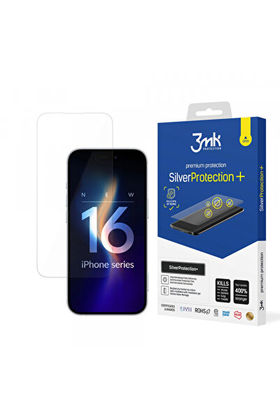 Apple 3MK Silver Protect+ Screen Protector for iPhone 16, Plastic
