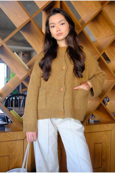 HEQA Alpaca Short Cardigan Mustard