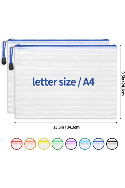 Generic ICV V 24-Piece A4 Zipper File Bags - Mesh Document Pouches, Assorted Colors