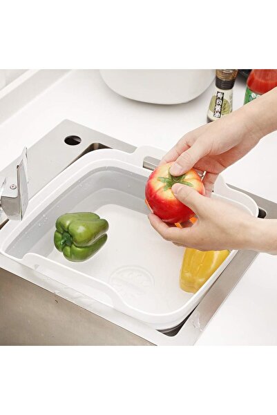 Generic Collapsible Dish Basin with Drain Plug 9L Foldable Washing Tub for Camping RV Vegetable