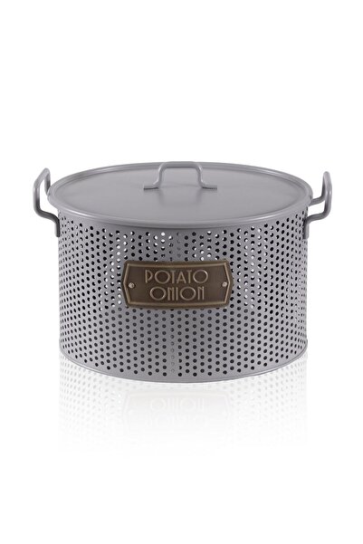 The Mia Potato Onion Container 2 Compartments Light Gray