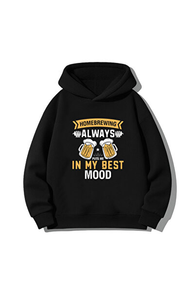 MODA Hanorac negru pentru adulți Bira Beer cu imprimeu cu glugă Swea tricou