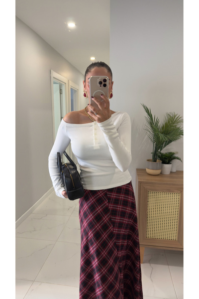 BİRCANÇİL Potica Ecru Boat Neck Buttoned Blouse