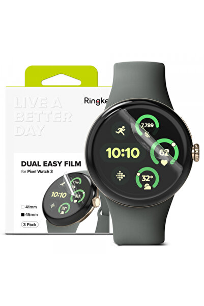 Google Folie Protectie Ringke Dual Easy pentru Pixel Watch 3 45mm, Set 3 buca...