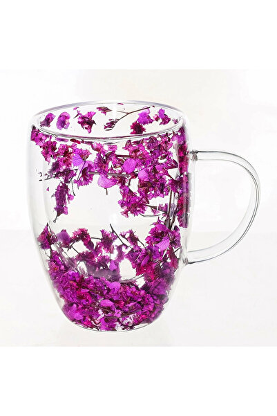 Next Trend Elegant borosilicate glass mug 350 ml with dried flowers -
