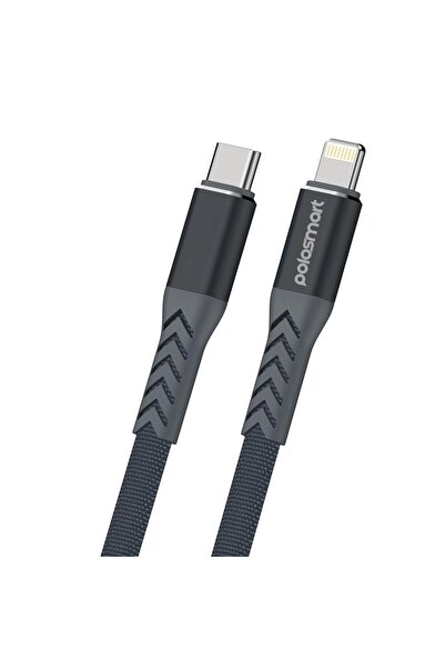 Polosmart PBS410 20W Type-C to Lightning Ultra Dayanıklı Hızlı Şarj ve Data Kablosu Gri