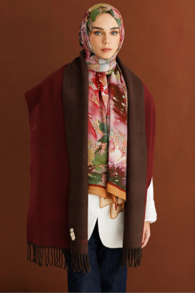 Mooncorn Double-Sided Wool Scarf Bitter Brown Burgundy