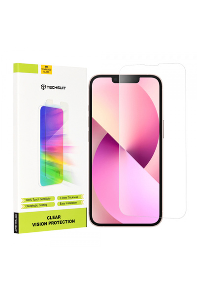 Apple Techsuit Clear Vision Screen Protector for iPhone 13 mini, Tempered Glass, Full