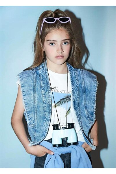 MAYORAL Summer Girls' Denim Vest - Dark Blue
