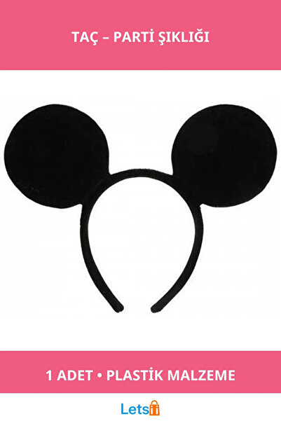 Letsii Mickey Mouse Tacı Parti Eğlencesi Siyah Kulaklı Tacı