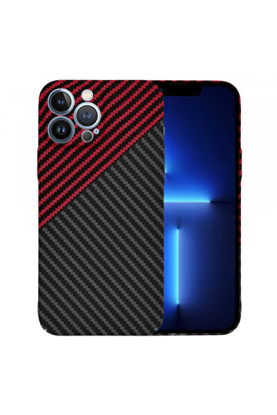 Apple iPhone 13 Pro Max Case, Techsuit, Carbonite FiberShell, Black Red