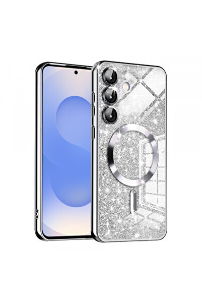 Samsung MagSafe Case for Galaxy S25 S931, Techsuit, Luxury Glitter, Silver