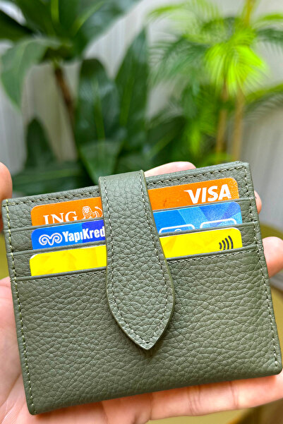 CüzCan Flora Khaki Green Genuine Leather Women's Wallet Polite, Stylish and Convenient