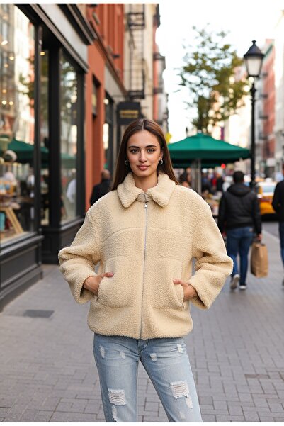 stcococix since 1990 Lined Zippered Plush Coat with Pocket Details