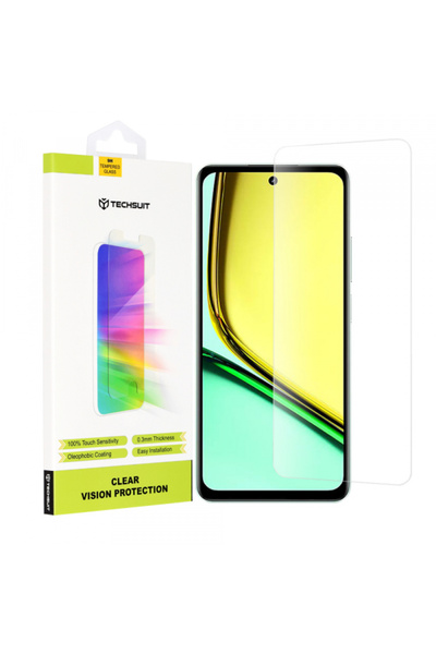 realme Techsuit Clear Vision Screen Protector for C67 4G, Tempered Glass, Ful...