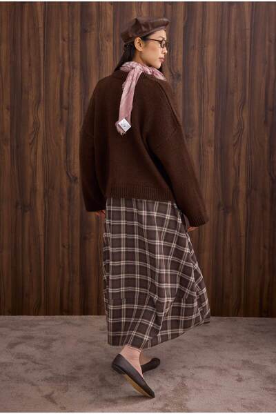 HEQA Alpaca Short Cardigan Brown