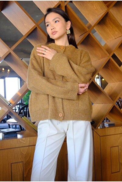 HEQA Alpaca Short Cardigan Mustard