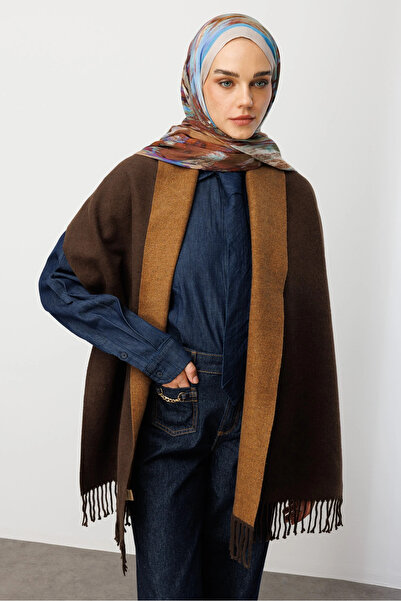 Mooncorn Double-Sided Wool Scarf Brown Dark Brown