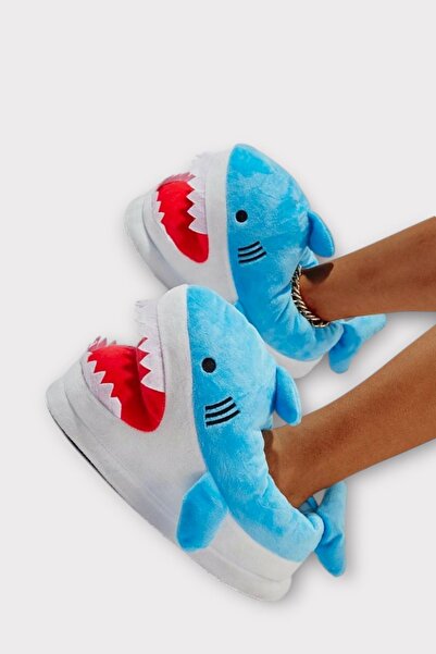 Liger Woman's shark figured slipper blue