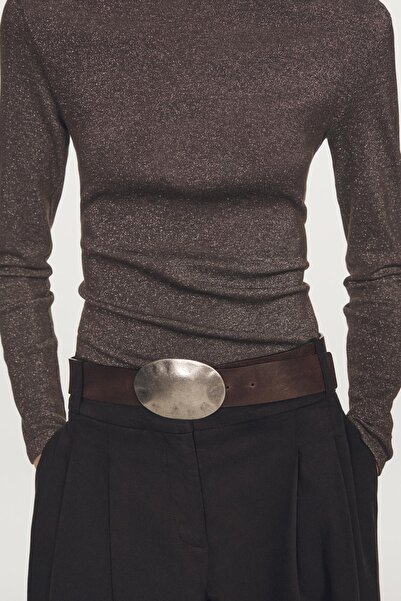 Massimo Dutti Metalik yüzeyli uzun kollu t-shirt