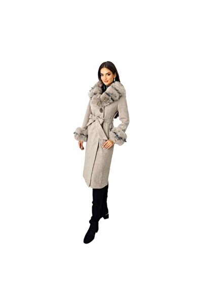 CATALEYA Beige coat with removable fur