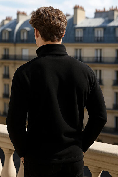 COMBİNE MİCHAİL Men's Zippered Casual Black 3-Piece Sweatshirt