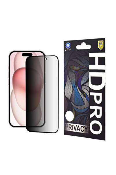 Apple Протектор за екран Privacy Lito HD Pro за iPhone 15, закалено стъкло, п...