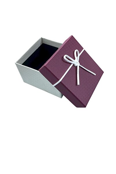 GÜZELYÜZ AVM Bordo Kapak Beyaz Kutu Boş Hediye Kutusu Kapaklı 8,5cmx8,5cmx5,5cm