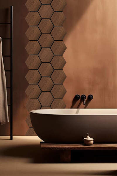 shop Mdf Ahşap Akustik Duvar ve Tavan Paneli Petek 60x67 Cm - Ceviz