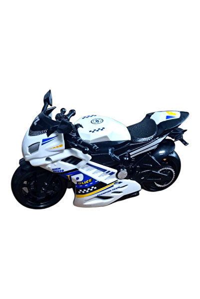 Brother Toys دراجة نارية لعبة عالية الجودة من إنتاج خاص من الخارج، لون أبيض، دراجة شرطة 14 سم. 1 قطعة