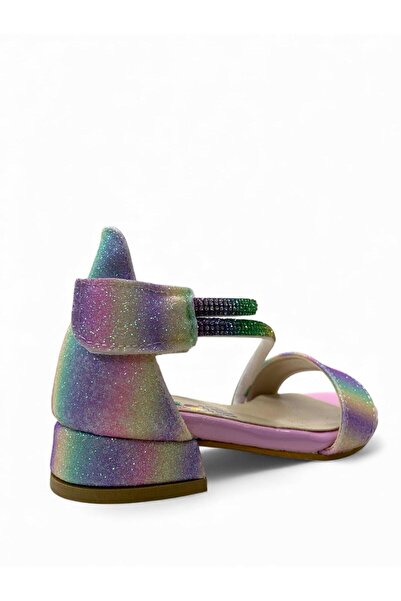 Tuğba Ortopedi 796 Baby Girl Colorful Glitter Heeled Evening Dress Shoes