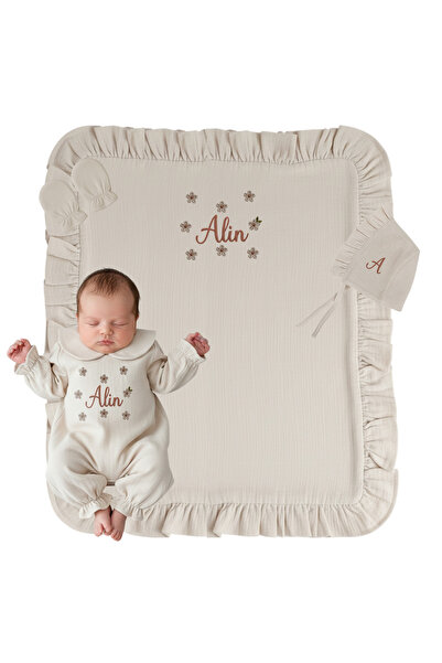 Mis Bebe Minik İnsanların Sarayı Muslin Fabric Floral Patterned Set |   Ruffl...