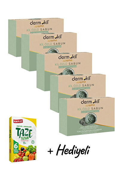 KMS HOME Dermokil Clay Extract Soap Solid Facial Clay Soap 100 Gr. X 5 Pieces